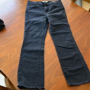 Velvet frayed bottom flare jeans